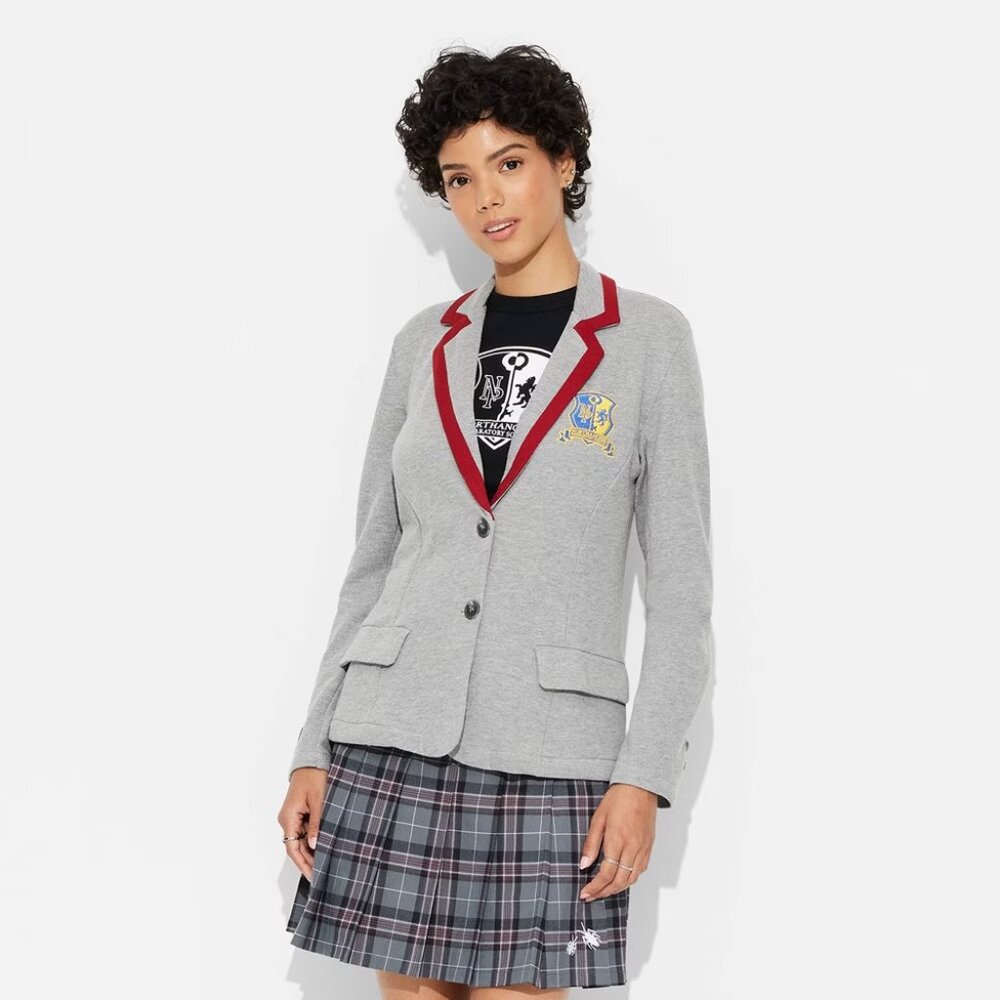 NEW Women's Target Exclusive Beetlejuice Astrid Graphic Blazer - Heather Gray M